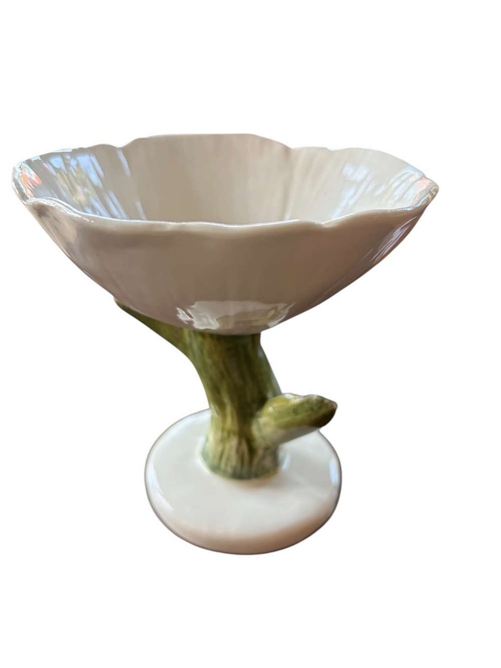 White Ceramic Flower Pedestal Dish by Mud Pie